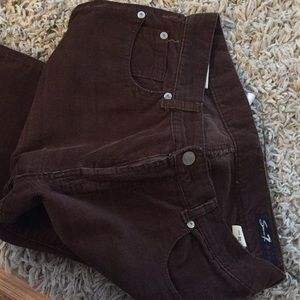 Seven brown corduroys